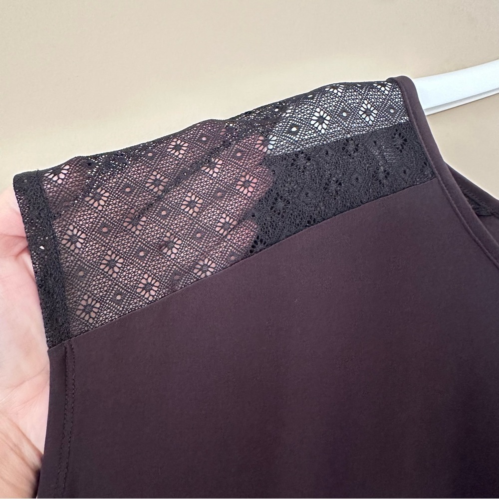 NEW Black Stretchy Dress 1X Women Lace / Mesh Shoulders Nottibianche Minimalist - Picture 2 of 6